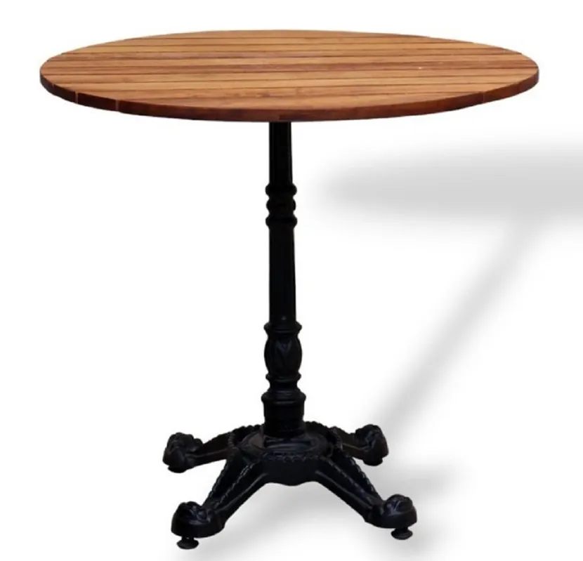 Bestseller Casa Padrino Industrial Style Garden Dining Table Dark Brown / Black 70 x H. 76 cm - Round Garden Table with Solid Wood Table Top - Industrial Style Restaurant & Garden