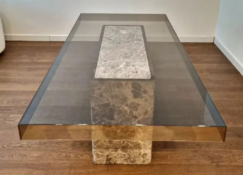 Schneller Versand Casa Padrino luxury dining table gray 200 x 100 x H. 75 cm - Marble kitchen table with glass table top - Dining room furniture - Marble furniture - Luxury furniture