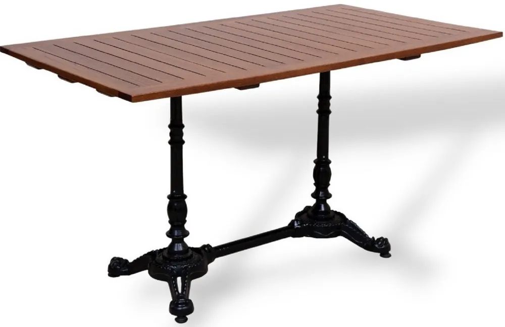 Kracherpreis Casa Padrino Industrial Style Garden Dining Table Dark Brown / Black 140 x 80 x H. 76 cm - Rectangular garden table with solid wood slats table top - Industrial Style Restaurant & Garden Furniture