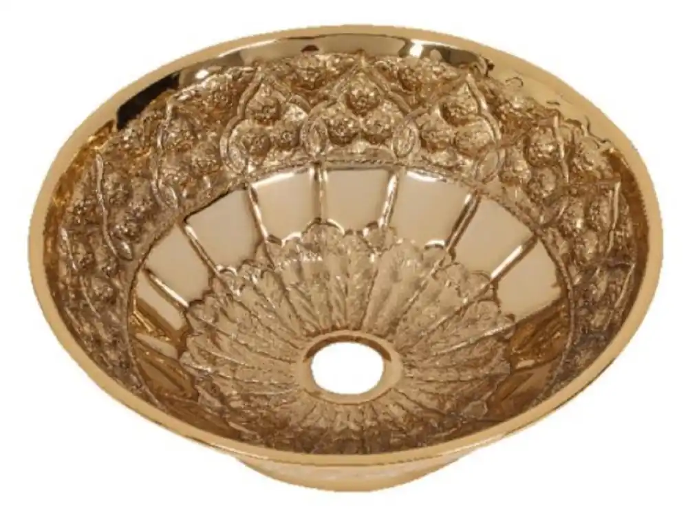 Casa Padrino luxury Art Nouveau washbasin bowl rose gold Ø 41.5 x H. 15.5 cm - Round retro brass washbasin - Bathroom accessories - Luxury Art Nouveau bathroom accessories Sonderangebot