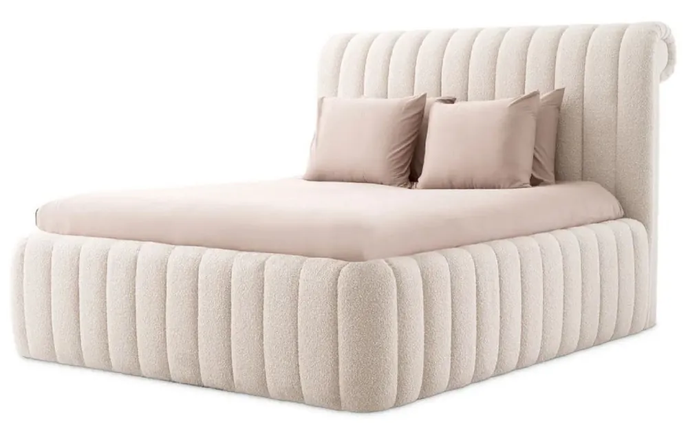 Preiswert Casa Padrino luxury double bed cream 210 x 266 x H. 155 cm - Solid wood bed with headboard - Bedroom furniture - Hotel furniture - Luxury furniture - Luxury interior