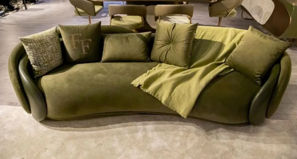 Casa Padrino luxury sofa green / dark green 260 x 85 x H. 75 cm - Curved living room sofa - Hotel sofa - Living room furniture - Hotel furniture - Luxury furniture - Luxury furnishings Rabatt