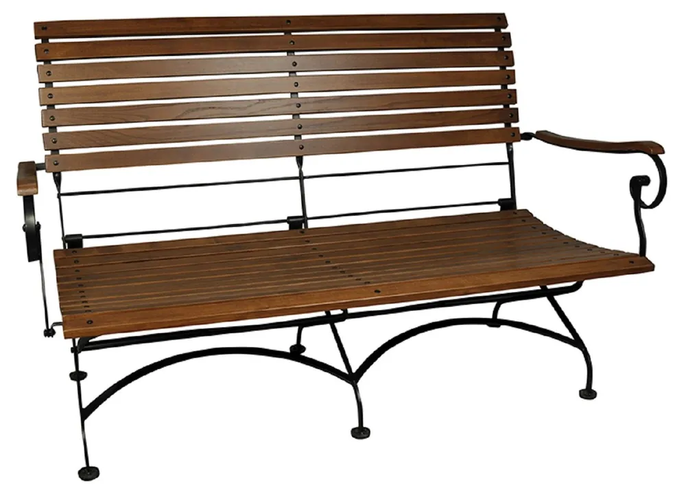 Wochenendangebot Casa Padrino Art Nouveau Garden Bench Dark Brown / Black 150 x 62 x H. 96 cm - Folding Garden Bench - Wood Iron Garden Furniture - Baroque & Art Nouveau Garden Furniture