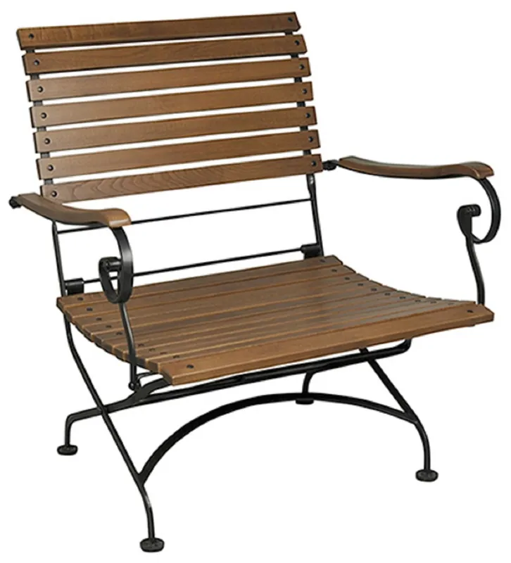 Nur Heute Casa Padrino Art Nouveau Garden Chair Dark Brown / Black 86 x 62 x H. 96 cm - Folding Garden Chair - Wood Iron Garden Furniture - Baroque & Art Nouveau Garden Furniture