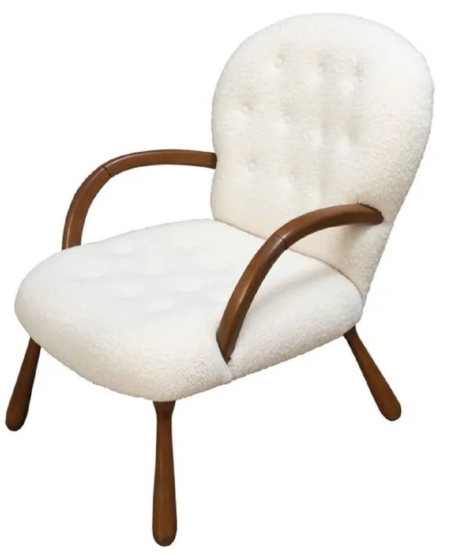 Casa Padrino luxury armchair white / dark brown 65 x 85 x H. 90 cm - Living room armchair - Hotel armchair - Living room furniture - Hotel furniture - Luxury furniture Bestpreis