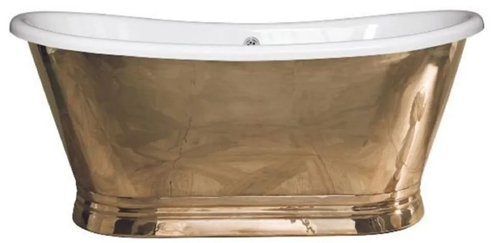 Direkt Vom Hersteller Casa Padrino luxury Art Nouveau copper bathtub gold / white 170 x 72 x H. 71 cm - Freestanding retro bathtub - Rustic copper bathroom furniture