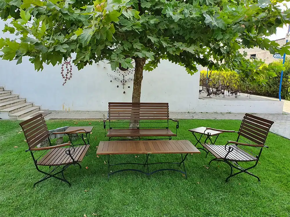 Must-Have Casa Padrino Art Nouveau garden furniture set dark brown / black - 1 coffee table 1 seat 2 chairs 2 side tables - Baroque & Art Nouveau Gastronomy & Garden Furniture