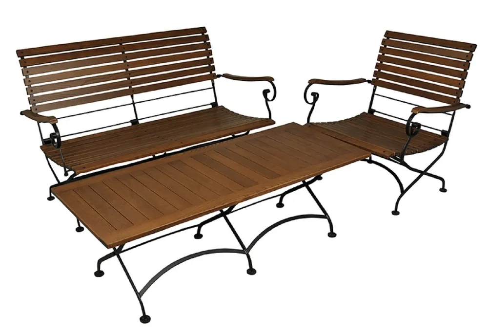 Casa Padrino Art Nouveau garden furniture set dark brown / black - 1 coffee table 1 seat 1 chair - Baroque & Art Nouveau Gastronomy & Garden Furniture Neu Im Sortiment