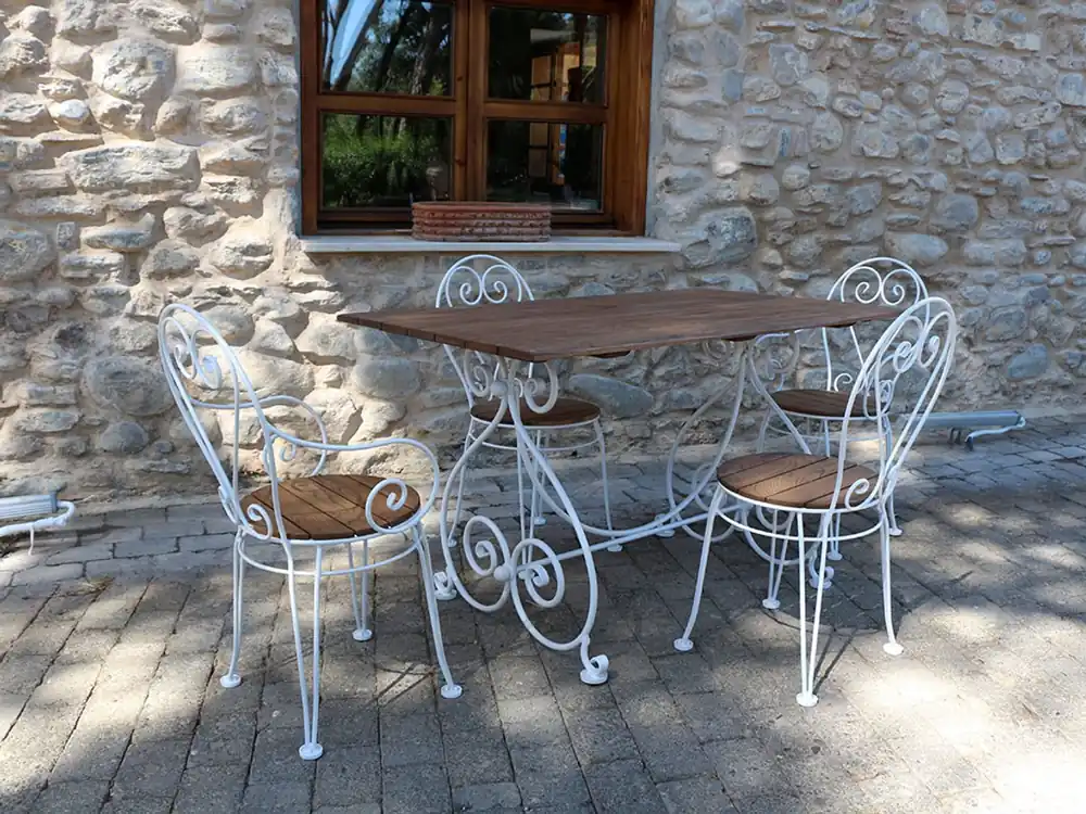 Casa Padrino Art Nouveau garden table white 120 x 80 x H. 76 cm - nostalgic wrought iron garden dining table - Art Nouveau forge iron garden furniture - nostalgic garden furniture Beliebt