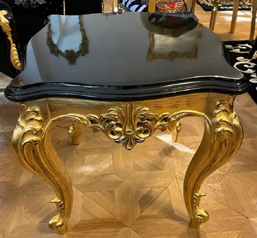 Sonderaktion Casa Padrino luxury baroque solid wood side table black / gold - Magnificent luxury table in baroque style - Luxury baroque living room furniture