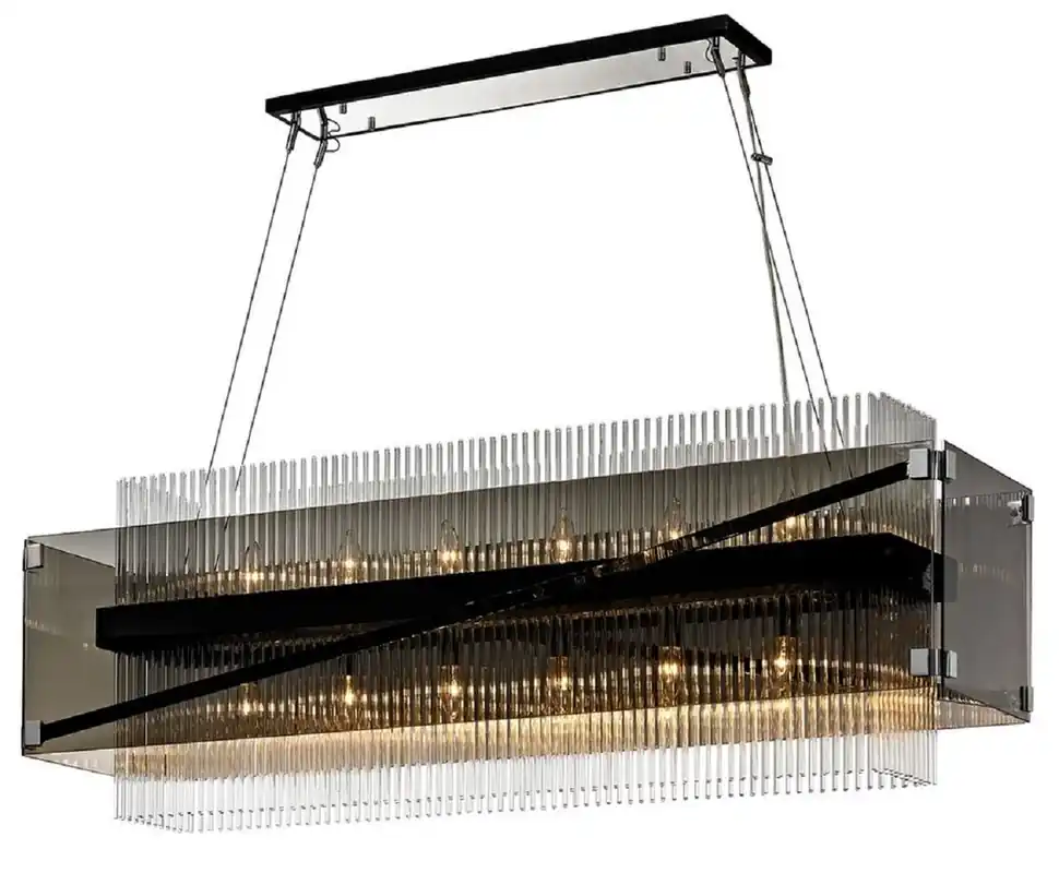 Casa Padrino luxury chandelier silver / black / dark bronze 126.4 x 31.8 x H. 44.5 cm - Living room chandelier - Luxury Quality Super-Preis