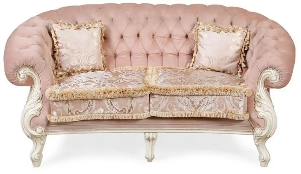 Casa Padrino luxury baroque living room sofa pink / cream white - Handmade baroque style sofa - Magnificent luxury living room furniture in baroque style - baroque furniture Jetzt Bestellen