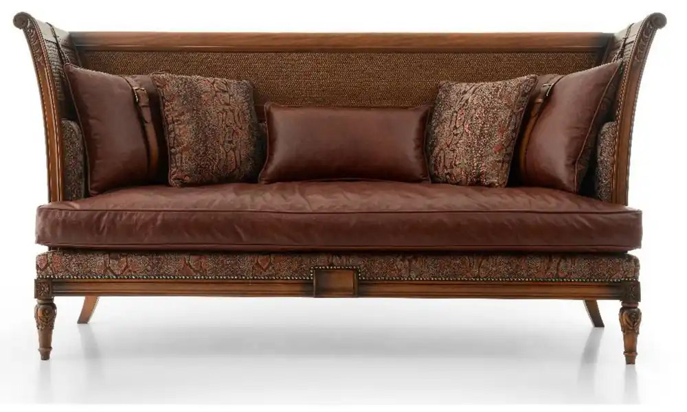 Casa Padrino Luxury Baroque Leather Sofa Brown - Magnificent Baroque Style Sofa with High-Quality Genuine Leather - Luxury Living Room Furniture in Baroque Style - Baroque Leather Furniture Günstig