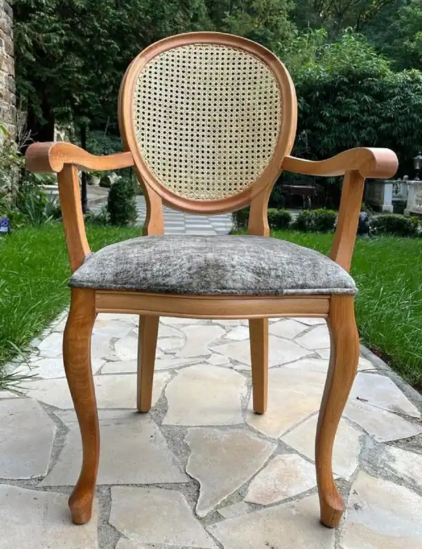 Neu Im Sortiment Casa Padrino luxury baroque dining chair gray / natural / brown - Handmade baroque style chair with armrests - Dining room furniture in baroque style - Noble & magnificent