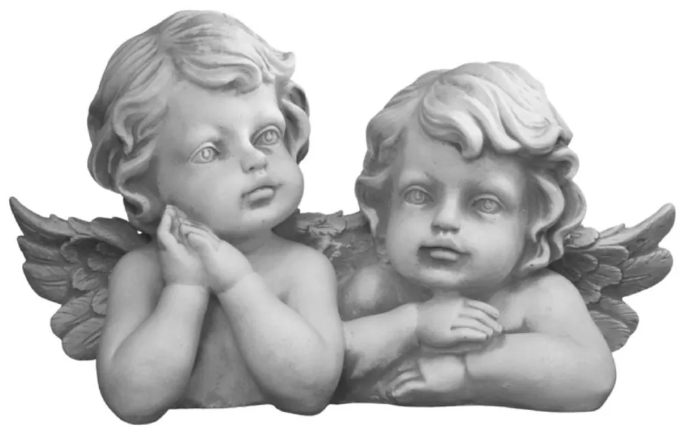 Schnäppchen Casa Padrino Art Nouveau decorative sculpture 2 angels gray 31 x 15 x H. 19 cm - Elegant decorative stone figure - Living room decoration - Garden decoration