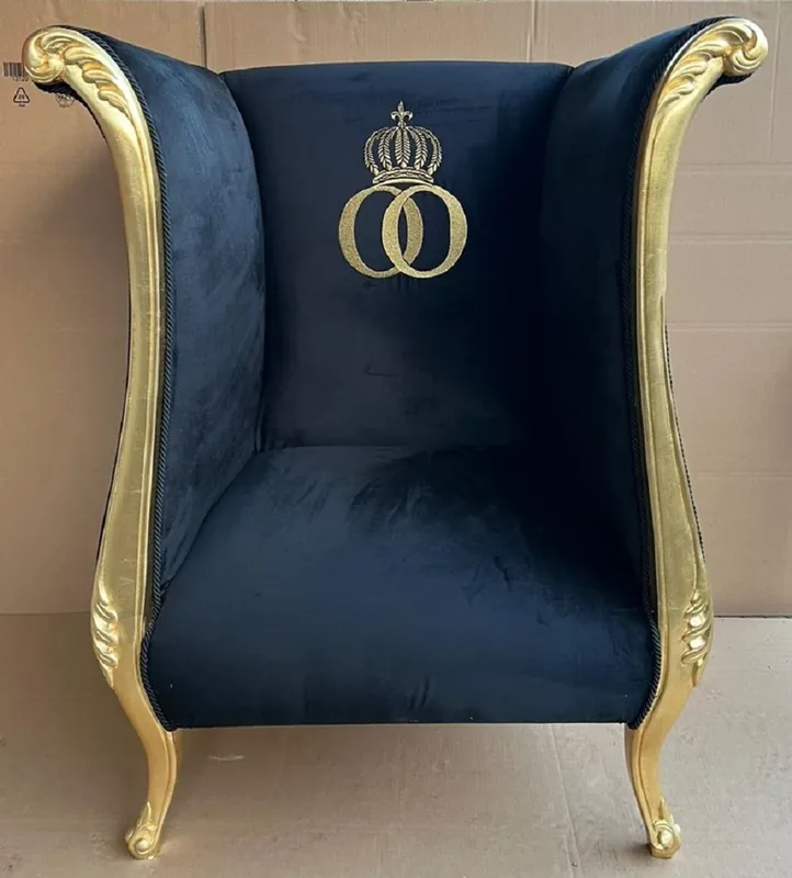 Bestseller Extravagant pompöös by Casa Padrino luxury designer armchair by Harald Glööckler black / gold - Baroque armchair - Noble & magnificent