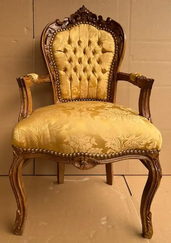 Heißes Angebot Casa Padrino baroque dining room chair with armrests gold / brown - Handmade antique style solid wood chair with elegant pattern - Dining room furniture in baroque style - Baroque furniture