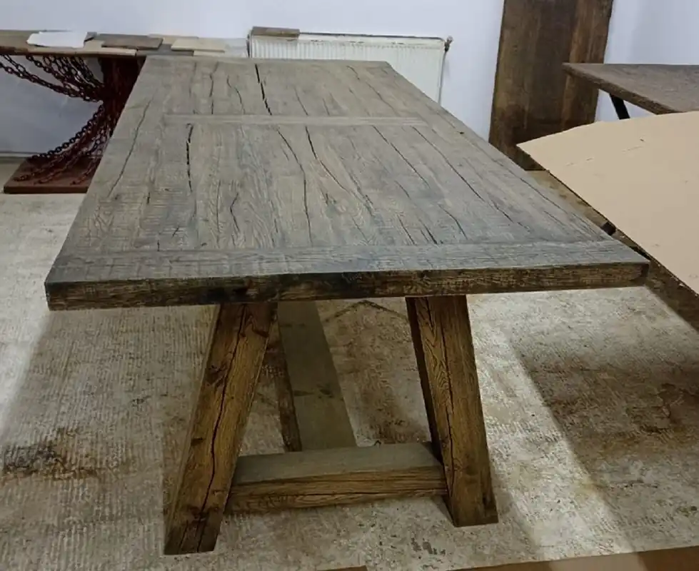 Rabatt Casa Padrino country style dining table rustic gray 220 x 100 x H. 77 cm - Rustic solid wood kitchen table - Rustic solid wood dining room furniture - Country style dining room furniture