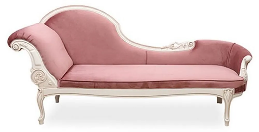 Top-Angebot Casa Padrino luxury baroque chaise longue pink / cream - Magnificent solid wood recamier - Luxury living room furniture in baroque style - Baroque furniture - Noble & magnificent