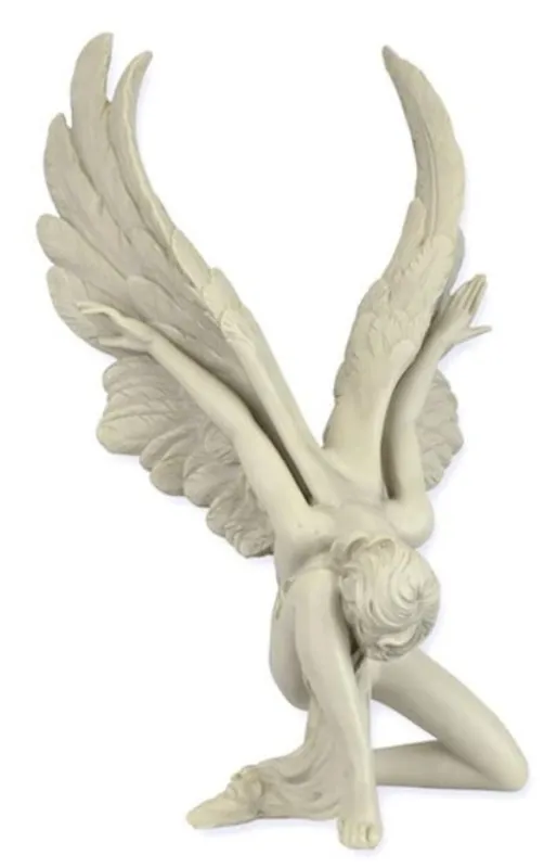 Aktuell Casa Padrino resin decorative figure angel cream 20.5 x 21.2 x H. 34.1 cm - Elegant synthetic resin decorative sculpture - Desk decoration - Living room decoration
