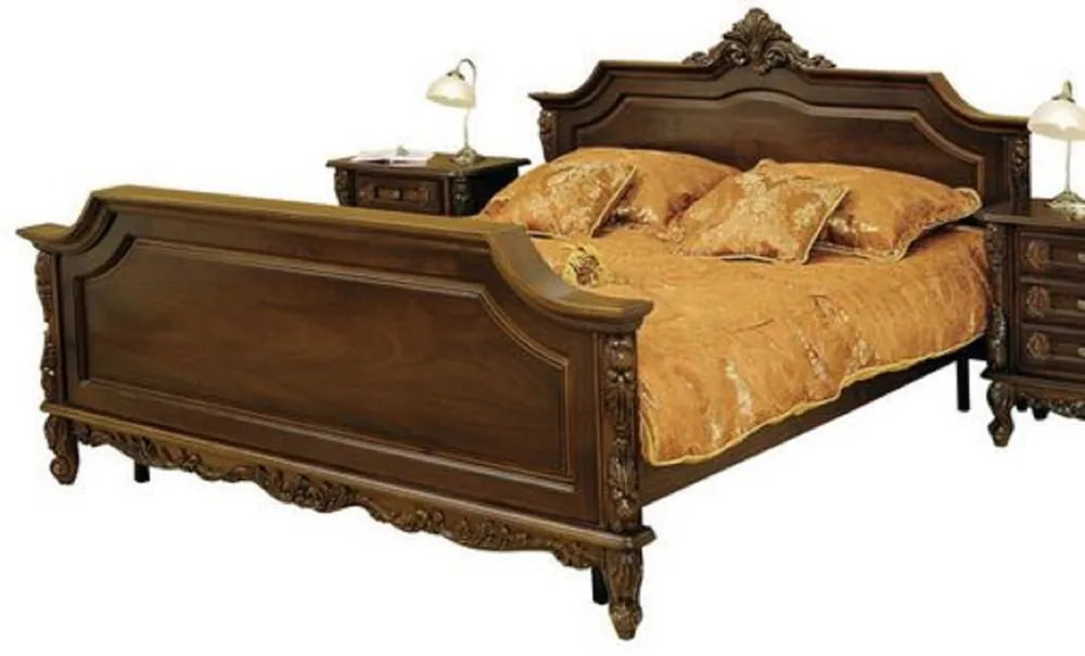 Highlight Casa Padrino luxury baroque double bed dark brown - Magnificent solid wood bed - Luxury bedroom furniture in baroque style - Baroque bedroom furniture - Noble & Magnificent