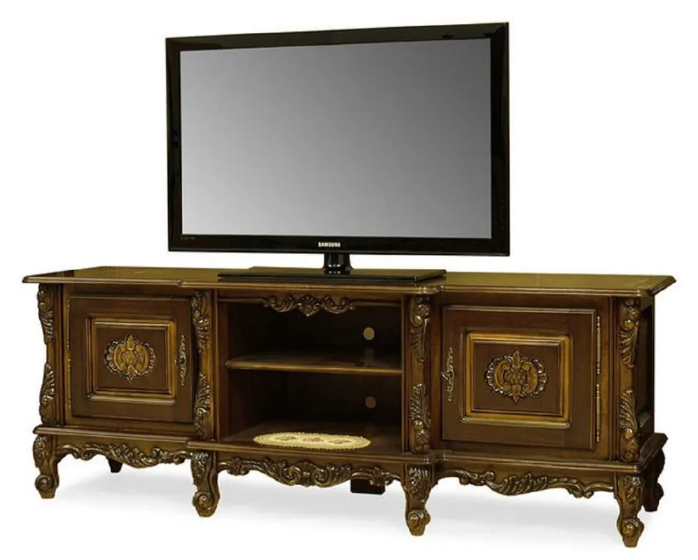Casa Padrino luxury baroque TV cabinet dark brown - Handmade solid wood sideboard with 2 doors - Luxury living room furniture in baroque style - Baroque furniture - Noble & magnificent Sofort Bestellen