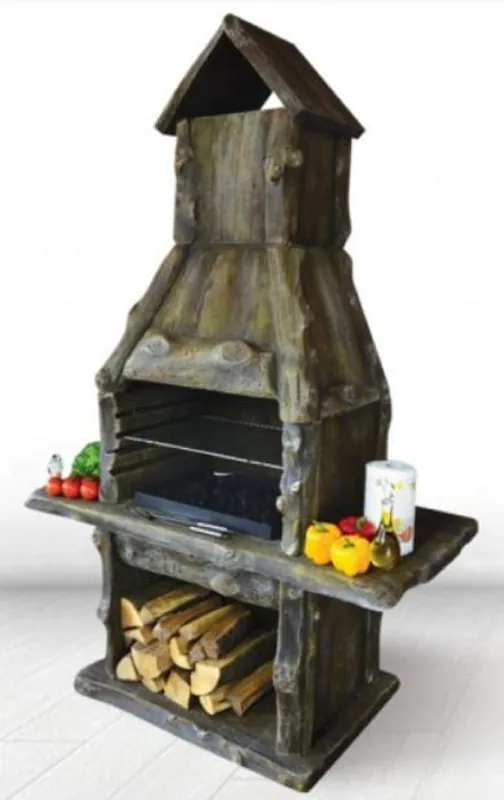 Casa Padrino luxury garden grill brown 132 x 67 x H. 206 cm - Concrete grill fireplace in wood look - Luxury garden accessories Garantierte Lieferung