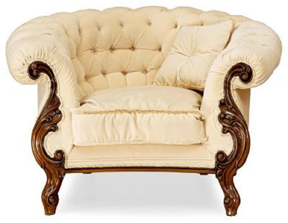Casa Padrino luxury baroque living room armchair cream / brown - Handmade baroque style armchair - Magnificent luxury living room furniture in baroque style - Baroque furniture Online Kaufen