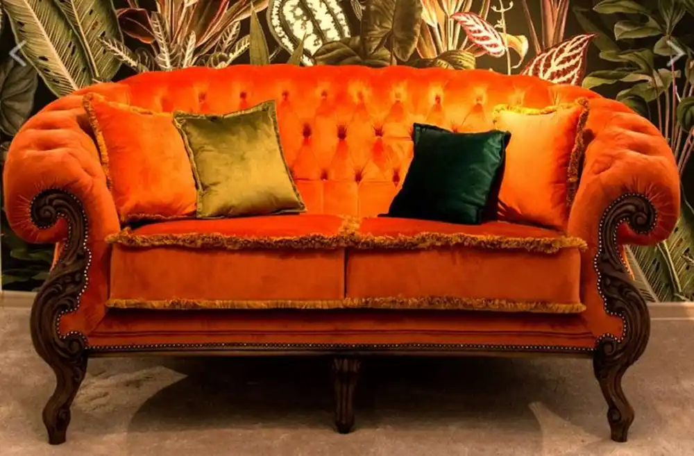 Neu Casa Padrino luxury baroque living room sofa orange / brown - Handmade baroque style sofa - Magnificent luxury living room furniture in baroque style - baroque furniture