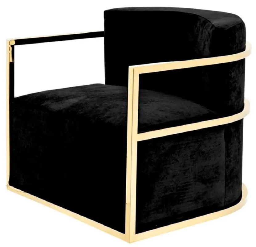 Casa Padrino luxury velvet armchair black / gold 76 x 76 x H. 70 cm - Living room armchair - Hotel armchair - Living room furniture - Hotel furniture - Luxury furniture - Luxury furnishings Aktuell