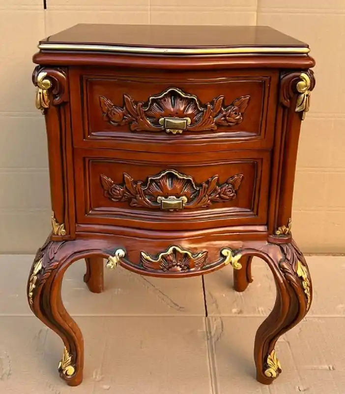 Casa Padrino luxury baroque bedside table brown / gold - Magnificent baroque bedside table with 2 drawers - Luxury bedroom furniture in baroque style - Baroque furniture Must-Have