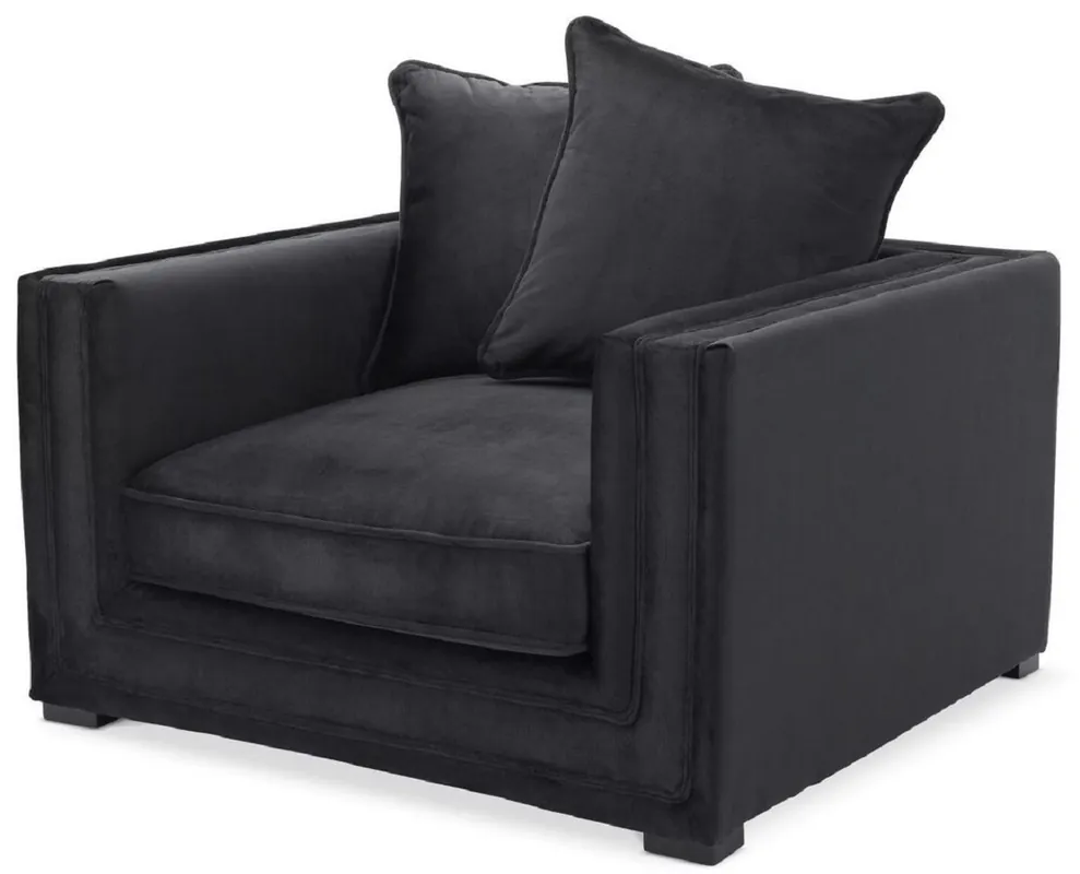 Sofort Bestellen Casa Padrino luxury armchair with 2 pillows black 112 x 106 x H. 83 cm - Living room armchair - Hotel armchair - Living room furniture - Hotel furniture - Luxury furniture - Luxury furnishings
