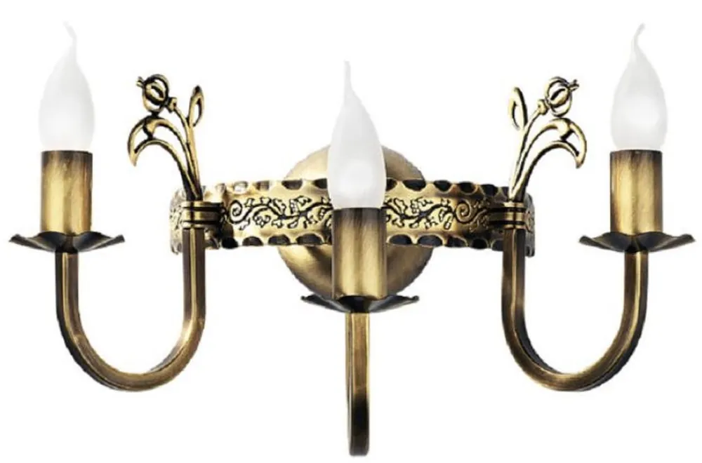 Casa Padrino baroque wall lamp brass with patina 42 x 20 x H. 25 cm - Baroque style metal wall lamp - Baroque lights - Noble & magnificent Bestpreis