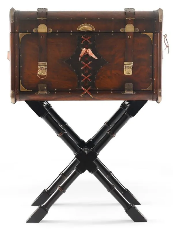 Jetzt Kaufen Casa Padrino luxury leather minibar in suitcase look brown / black / brass 45.5 x 45.5 x H. 73 cm - Genuine leather minibar - Genuine leather furniture - Luxury furniture in suitcase look