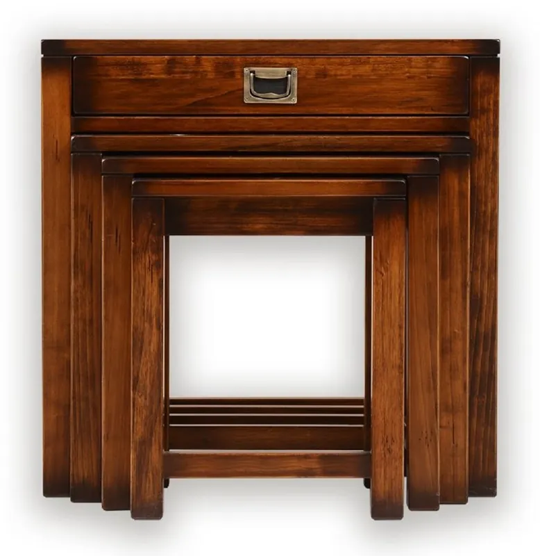Geprüft Casa Padrino luxury vintage style side table set of 4 brown / brass 60 x 40 x H. 60 cm - Living room furniture - Solid wood furniture - Luxury vintage style furniture