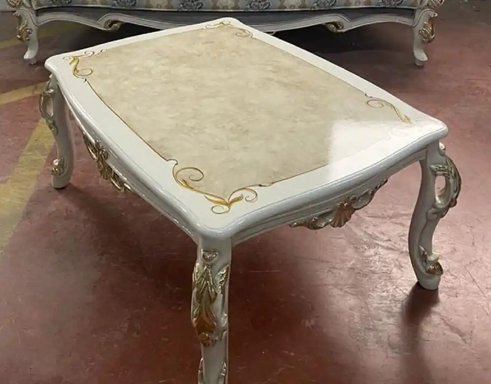 Schneller Versand Casa Padrino luxury baroque solid wood coffee table white / beige / gold - Handmade living room table in baroque style - Baroque living room furniture - Noble & magnificent