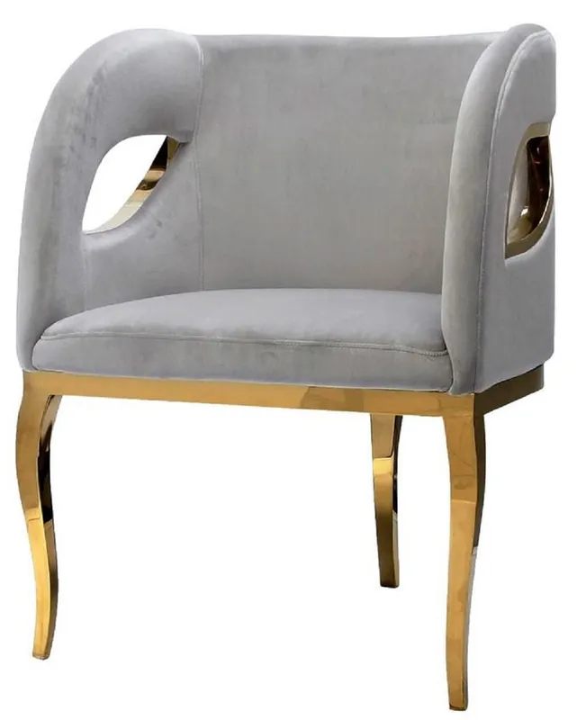 Schneller Versand Casa Padrino luxury velvet armchair gray / gold 78 x 55 x H. 59 cm - Living room armchair - Hotel armchair - Luxury living room furniture - Living room furnishings - Luxury furnishings