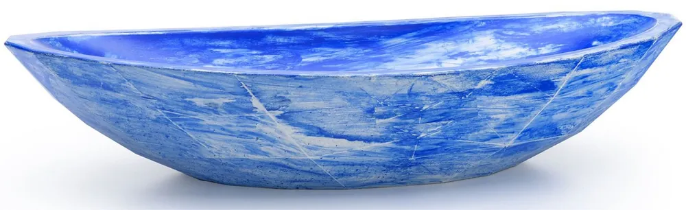 Preisreduziert Casa Padrino luxury washbasin bowl blue / white 60.9 x 29.7 x H. 11.9 cm - Handmade concrete washbasin - Luxury bathroom accessories