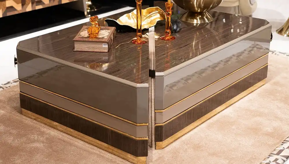 Wochenendangebot Casa Padrino luxury coffee table set of 2 brown / gray / gold - Luxury solid wood living room tables - Living room furniture - Luxury furniture