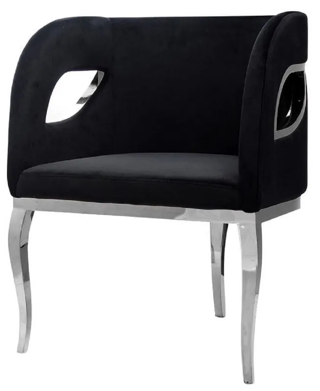 Casa Padrino luxury velvet armchair black / silver 78 x 55 x H. 59 cm - Living room armchair - Hotel armchair - Luxury living room furniture - Living room furnishings - Luxury furnishings Rabatt