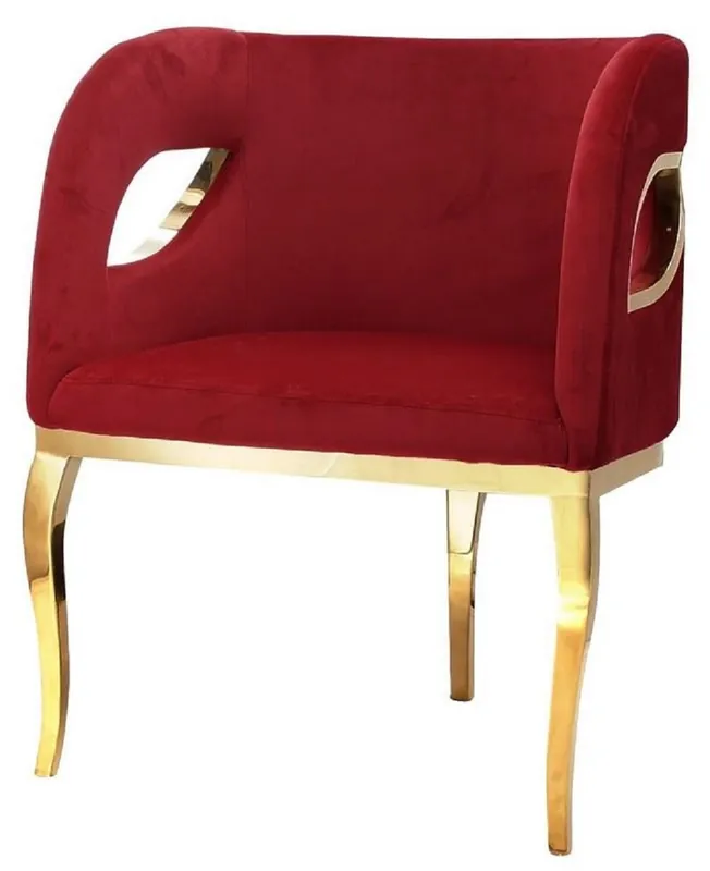 Casa Padrino luxury velvet armchair red / gold 78 x 55 x H. 59 cm - Living room armchair - Hotel armchair - Luxury living room furniture - Living room furnishings - Luxury furnishings Neue Kollektion