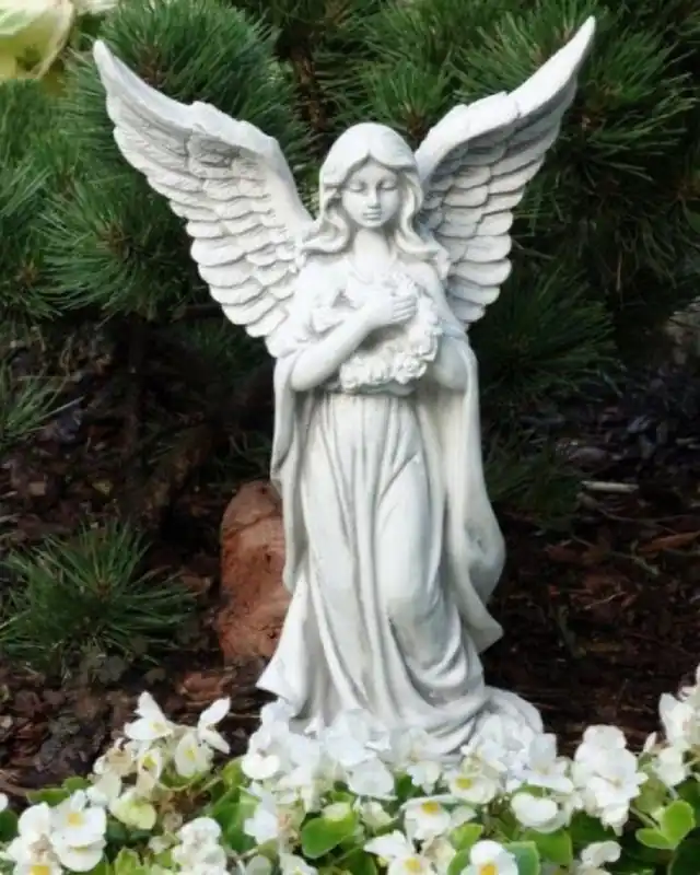 Beliebt Casa Padrino Art Nouveau Garden Decoration Sculpture Angel Gray 16 x 14 x H. 46 cm - Elegant Garden Decoration Stone Figure - Baroque & Art Nouveau Garden Decoration Accessories