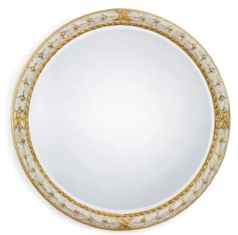 Casa Padrino luxury baroque mirror white / gold - Round Italian baroque style wall mirror - Luxury furniture in baroque style - Luxury Quality - Made in Italy Solange Der Vorrat Reicht