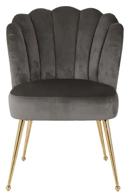 Casa Padrino luxury velvet dining room chair gray / gold 66 x 64 x H. 86 cm - Kitchen chair with velvet fabric - Dining room furniture - Kitchen furniture - Luxury furniture Angebot