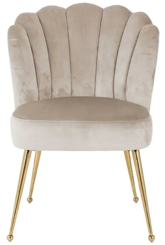 Casa Padrino luxury velvet dining room chair khaki / gold 66 x 64 x H. 86 cm - Kitchen chair with velvet fabric - Dining room furniture - Kitchen furniture - Luxury furniture Echt