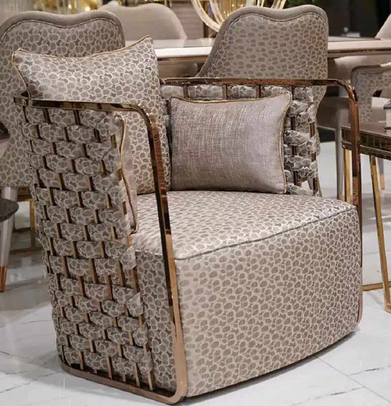Casa Padrino luxury armchair gray / gold - Living room armchair - Hotel armchair - Living room furniture - Hotel furniture - Luxury furniture Top-Seller