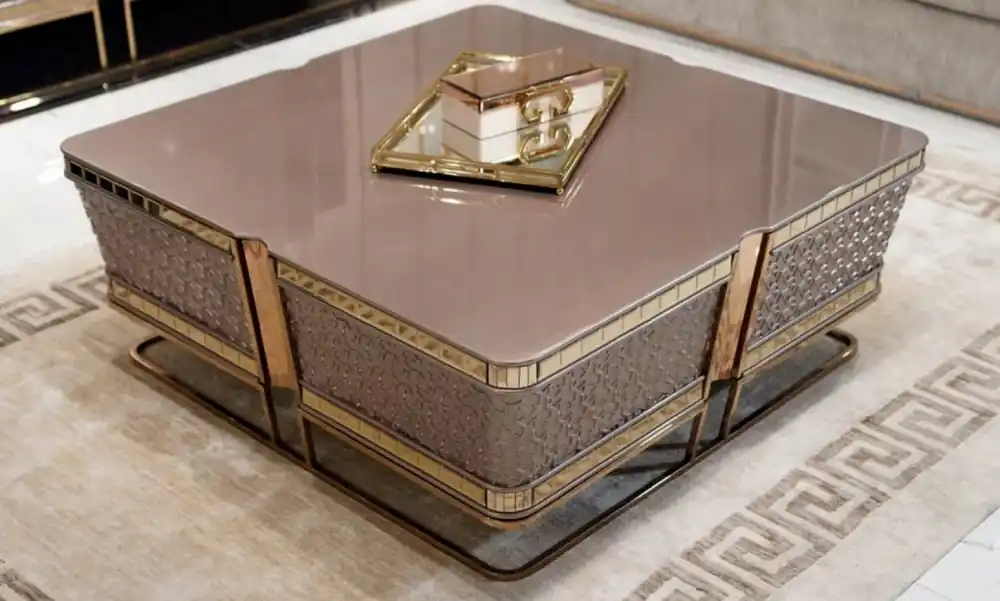 Casa Padrino luxury coffee table gray / gold - Solid wood living room table - Living room furniture - Luxury furniture - Luxury collection Top-Angebot