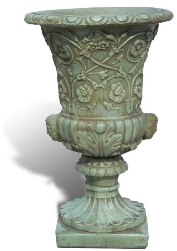 Casa Padrino luxury baroque flower pot antique green Ø 49 x H. 78 cm - Handmade baroque style plant pot made of Carrara marble gravel - Baroque garden decoration - Luxury quality - Made in Italy Preiswert