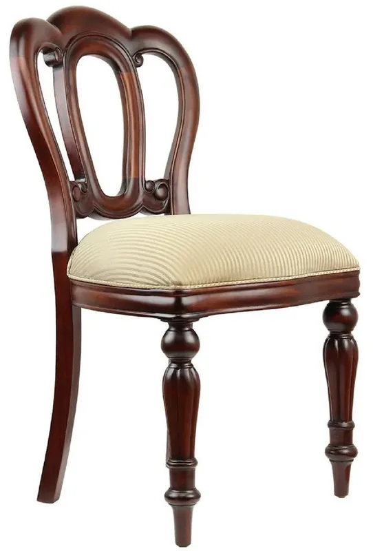 Casa Padrino luxury baroque mahogany dining room chair with stripes dark brown / gold - Baroque style kitchen chair - Luxury dining room furniture in baroque style - Noble & magnificent Nur Für Kurze Zeit
