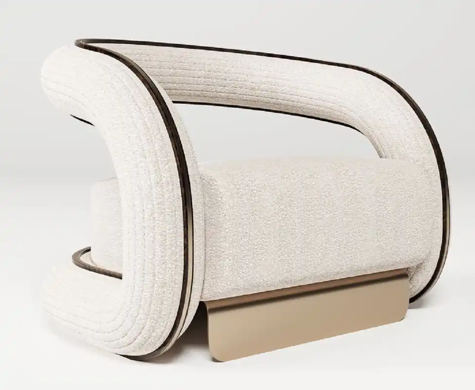 Casa Padrino luxury designer armchair cream / dark brown / brass 105 x 96 x H. 74 cm - Living room armchair - Hotel armchair - Living room furniture - Hotel furniture - Luxury furniture Direktkauf